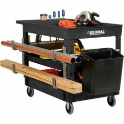 Global Industrial Tray Top Utility Cart w/3 Shelves, 44"L x 25-1/2"W x 32-1/2"H, Black 46 Global Industrial Tray Top Utility Cart w/3 Shelves, 44"L x 25-1/2"W x 32-1/2"H, Black -Utility Carts Elegant store 800341 03
