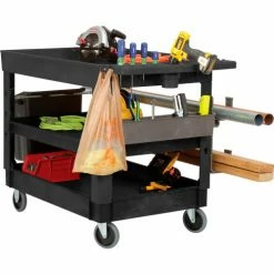 Global Industrial Tray Top Utility Cart w/3 Shelves, 44"L x 25-1/2"W x 32-1/2"H, Black 48 Global Industrial Tray Top Utility Cart w/3 Shelves, 44"L x 25-1/2"W x 32-1/2"H, Black -Utility Carts Elegant store 800341 05