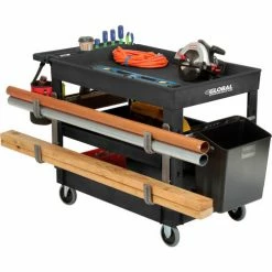 Global Industrial Tray Top Utility Cart w/3 Shelves, 44"L x 25-1/2"W x 32-1/2"H, Black 49 Global Industrial Tray Top Utility Cart w/3 Shelves, 44"L x 25-1/2"W x 32-1/2"H, Black -Utility Carts Elegant store 800341 06