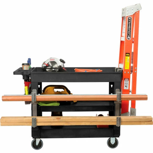 Global Industrial Tray Top Utility Cart w/3 Shelves, 44"L x 25-1/2"W x 32-1/2"H, Black 10 Global Industrial Tray Top Utility Cart w/3 Shelves, 44"L x 25-1/2"W x 32-1/2"H, Black - Image 10