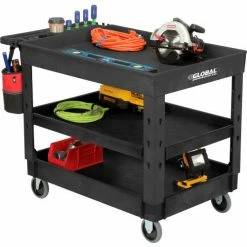 Global Industrial Tray Top Utility Cart w/3 Shelves, 44"L x 25-1/2"W x 32-1/2"H, Black 53 Global Industrial Tray Top Utility Cart w/3 Shelves, 44"L x 25-1/2"W x 32-1/2"H, Black -Utility Carts Elegant store 800341 10