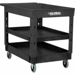 Global Industrial Tray Top Utility Cart w/3 Shelves, 44"L x 25-1/2"W x 32-1/2"H, Black 55 Global Industrial Tray Top Utility Cart w/3 Shelves, 44"L x 25-1/2"W x 32-1/2"H, Black -Utility Carts Elegant store 800341 12