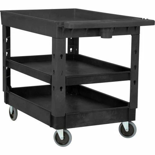 Global Industrial Tray Top Utility Cart w/3 Shelves, 44"L x 25-1/2"W x 32-1/2"H, Black 14 Global Industrial Tray Top Utility Cart w/3 Shelves, 44"L x 25-1/2"W x 32-1/2"H, Black - Image 14