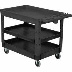 Global Industrial Tray Top Utility Cart w/3 Shelves, 44"L x 25-1/2"W x 32-1/2"H, Black 57 Global Industrial Tray Top Utility Cart w/3 Shelves, 44"L x 25-1/2"W x 32-1/2"H, Black -Utility Carts Elegant store 800341 14