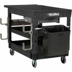 Global Industrial Tray Top Utility Cart w/3 Shelves, 44"L x 25-1/2"W x 32-1/2"H, Black 58 Global Industrial Tray Top Utility Cart w/3 Shelves, 44"L x 25-1/2"W x 32-1/2"H, Black -Utility Carts Elegant store 800341 15