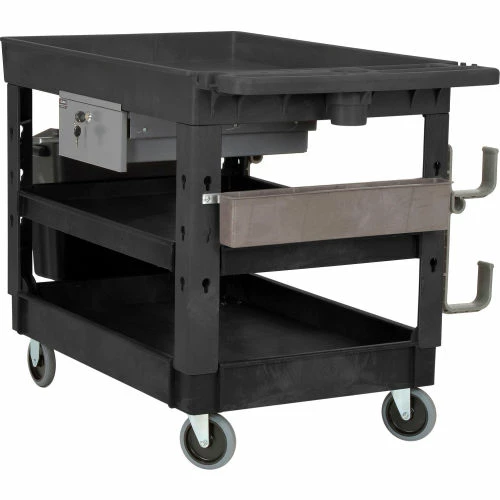 Global Industrial Tray Top Utility Cart w/3 Shelves, 44"L x 25-1/2"W x 32-1/2"H, Black 17 Global Industrial Tray Top Utility Cart w/3 Shelves, 44"L x 25-1/2"W x 32-1/2"H, Black - Image 17