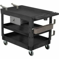 Global Industrial Tray Top Utility Cart w/3 Shelves, 44"L x 25-1/2"W x 32-1/2"H, Black 60 Global Industrial Tray Top Utility Cart w/3 Shelves, 44"L x 25-1/2"W x 32-1/2"H, Black -Utility Carts Elegant store 800341 17