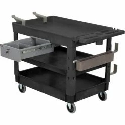 Global Industrial Tray Top Utility Cart w/3 Shelves, 44"L x 25-1/2"W x 32-1/2"H, Black 61 Global Industrial Tray Top Utility Cart w/3 Shelves, 44"L x 25-1/2"W x 32-1/2"H, Black -Utility Carts Elegant store 800341 18