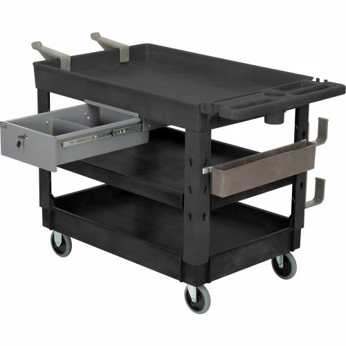 Global Industrial Tray Top Utility Cart w/3 Shelves, 44"L x 25-1/2"W x 32-1/2"H, Black 19 Global Industrial Tray Top Utility Cart w/3 Shelves, 44"L x 25-1/2"W x 32-1/2"H, Black - Image 19