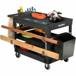 Global Industrial Tray Top Utility Cart w/3 Shelves, 44"L x 25-1/2"W x 32-1/2"H, Black 63 Global Industrial Tray Top Utility Cart w/3 Shelves, 44"L x 25-1/2"W x 32-1/2"H, Black -Utility Carts Elegant store 800341 20