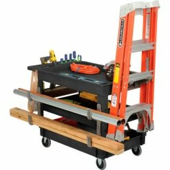 Global Industrial Tray Top Utility Cart w/3 Shelves, 44"L x 25-1/2"W x 32-1/2"H, Black 64 Global Industrial Tray Top Utility Cart w/3 Shelves, 44"L x 25-1/2"W x 32-1/2"H, Black -Utility Carts Elegant store 800341 21