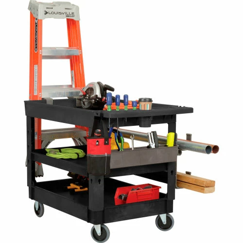 Global Industrial Tray Top Utility Cart w/3 Shelves, 44"L x 25-1/2"W x 32-1/2"H, Black 25 Global Industrial Tray Top Utility Cart w/3 Shelves, 44"L x 25-1/2"W x 32-1/2"H, Black - Image 25