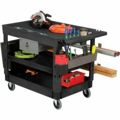 Global Industrial Tray Top Utility Cart w/3 Shelves, 44"L x 25-1/2"W x 32-1/2"H, Black 69 Global Industrial Tray Top Utility Cart w/3 Shelves, 44"L x 25-1/2"W x 32-1/2"H, Black -Utility Carts Elegant store 800341 26