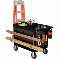 Global Industrial Plastic Utility Cart w/2 Tray Shelves, 44"L x 25-1/2"W x 32-1/2"H, Black -Utility Carts Elegant store 800342 08