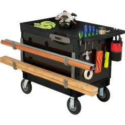 Global Industrial Plastic Utility Cart w/2 Tray Shelves, 44"L x 25-1/2"W x 32-1/2"H, Black -Utility Carts Elegant store 800342 10