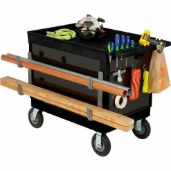 Global Industrial Plastic Utility Cart w/2 Tray Shelves, 44"L x 25-1/2"W x 32-1/2"H, Black -Utility Carts Elegant store 800342 11