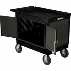 Global Industrial Plastic Utility Cart w/2 Tray Shelves, 44"L x 25-1/2"W x 32-1/2"H, Black -Utility Carts Elegant store 800342 17