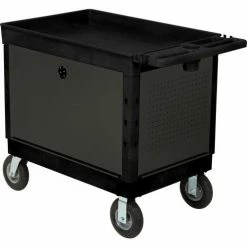 Global Industrial Plastic Utility Cart w/2 Tray Shelves, 44"L x 25-1/2"W x 32-1/2"H, Black -Utility Carts Elegant store 800342 18