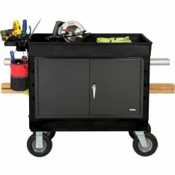 Global Industrial Plastic Utility Cart w/2 Tray Shelves, 44"L x 25-1/2"W x 32-1/2"H, Black -Utility Carts Elegant store 800342 22