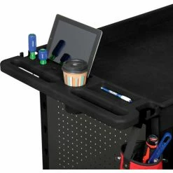 Global Industrial Plastic Utility Cart w/2 Tray Shelves, 44"L x 25-1/2"W x 32-1/2"H, Black -Utility Carts Elegant store 800342 26