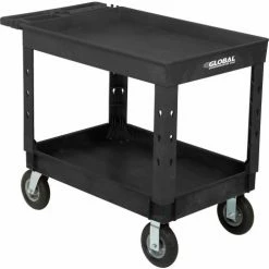 Global Industrial Utility Cart w/2 Shelves & 8" Casters, 44"L x 25-1/2"W x 32-1/2"H, Black