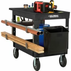 Global Industrial™ Utility Cart w/2 Shelves & 8" Casters, 44"L x 25-1/2"W x 32-1/2"H, Black -Utility Carts Elegant store 800344 03
