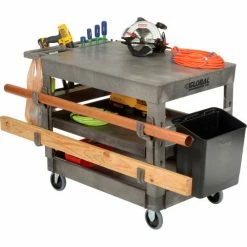 Global Industrial Flat Top Utility Cart w/3 Shelves, 44"L x 25-1/2"W x 32-1/2"H, Gray -Utility Carts Elegant store 800348 05