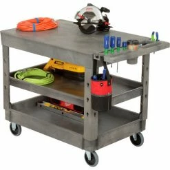 Global Industrial Flat Top Utility Cart w/3 Shelves, 44"L x 25-1/2"W x 32-1/2"H, Gray -Utility Carts Elegant store 800348 09