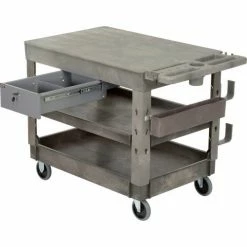 Global Industrial Flat Top Utility Cart w/3 Shelves, 44"L x 25-1/2"W x 32-1/2"H, Gray -Utility Carts Elegant store 800348 15
