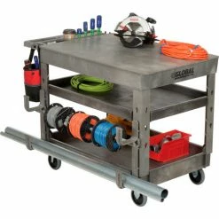 Global Industrial Flat Top Utility Cart w/3 Shelves, 44"L x 25-1/2"W x 32-1/2"H, Gray -Utility Carts Elegant store 800348 16