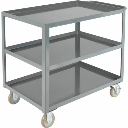 Global Industrial Steel Utility Cart w/3 Tray Shelves, 1200 lb. Capacity, 36"L x 24"W x 35"H 3 Global Industrial Steel Utility Cart w/3 Tray Shelves, 1200 lb. Capacity, 36"L x 24"W x 35"H - Image 3