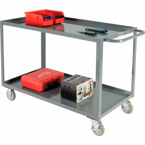 Global Industrial Steel Utility Cart w/2 Tray Shelves, 1200 lb. Capacity, 48"L x 24"W x 35"H 2 Global Industrial Steel Utility Cart w/2 Tray Shelves, 1200 lb. Capacity, 48"L x 24"W x 35"H - Image 2