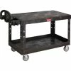 Rubbermaid® Plastic Flat Top Utility Cart, 2 Shelf, 54"Lx25"W, 5" Casters, Black