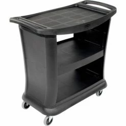 Rubbermaid® Service Cart w/3 Shelves & Enclosed Ends, 300 lb. Cap, 39"L x 21"W x 38"H, Black -Utility Carts Elegant store 986414 02