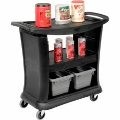 Rubbermaid® Service Cart w/3 Shelves & Enclosed Ends, 300 lb. Cap, 39"L x 21"W x 38"H, Black -Utility Carts Elegant store 986414 04