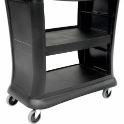 Rubbermaid® Service Cart w/3 Shelves & Enclosed Ends, 300 lb. Cap, 39"L x 21"W x 38"H, Black -Utility Carts Elegant store 986414 07