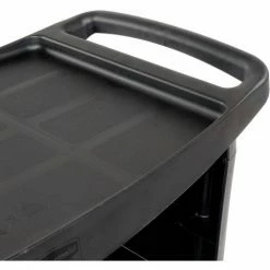 Rubbermaid® Service Cart w/3 Shelves & Enclosed Ends, 300 lb. Cap, 39"L x 21"W x 38"H, Black -Utility Carts Elegant store 986414 09