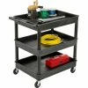 Luxor® TC111 Tray Top Shelf 3 Shelf Plastic Utility Cart 32x24 4" Casters