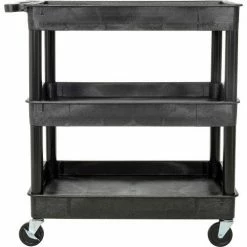 Luxor® TC111 Tray Top Shelf 3 Shelf Plastic Utility Cart 32x24 4" Casters -Utility Carts Elegant store 987183 03