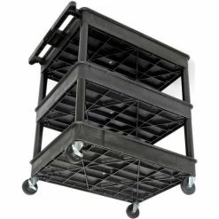 Luxor® TC111 Tray Top Shelf 3 Shelf Plastic Utility Cart 32x24 4" Casters -Utility Carts Elegant store 987183 05