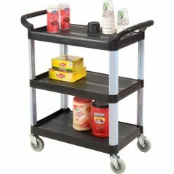 Luxor Service Cart w/3 Shelves, 200 lb. Capacity, 33-1/2"L x 16-3/4"W x 36-3/4"H, Black -Utility Carts Elegant store 987381 02