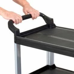 Luxor Service Cart w/3 Shelves, 200 lb. Capacity, 33-1/2"L x 16-3/4"W x 36-3/4"H, Black -Utility Carts Elegant store 987381 03