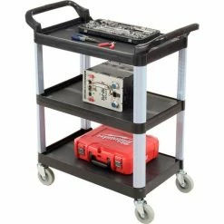 Luxor Service Cart w/3 Shelves, 200 lb. Capacity, 33-1/2"L x 16-3/4"W x 36-3/4"H, Black -Utility Carts Elegant store 987381 04