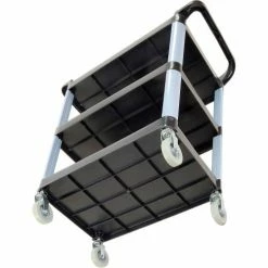 Luxor Service Cart w/3 Shelves, 200 lb. Capacity, 33-1/2"L x 16-3/4"W x 36-3/4"H, Black -Utility Carts Elegant store 987381 09