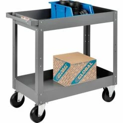 Global Industrial Steel Stock Cart w/2 Shelves, 500 lb. Capacity, 30"L x 16"W x 32"H