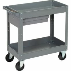 Global Industrial™ Stock Cart w/1 Drawer & 2 Shelves, 800 lb. Cap, 30"L x 16"W x 32"H, Gray -Utility Carts Elegant store 988836 02 1