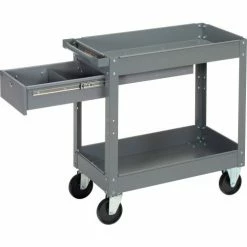 Global Industrial™ Stock Cart w/1 Drawer & 2 Shelves, 800 lb. Cap, 30"L x 16"W x 32"H, Gray -Utility Carts Elegant store 988836 03 1