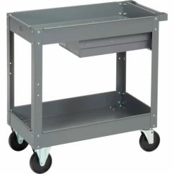 Global Industrial™ Stock Cart w/1 Drawer & 2 Shelves, 800 lb. Cap, 30"L x 16"W x 32"H, Gray -Utility Carts Elegant store 988836 04 1