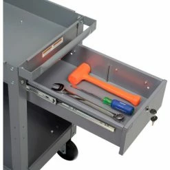 Global Industrial™ Stock Cart w/1 Drawer & 2 Shelves, 800 lb. Cap, 30"L x 16"W x 32"H, Gray -Utility Carts Elegant store 988836 05 1