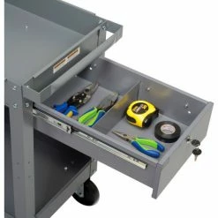 Global Industrial™ Stock Cart w/1 Drawer & 2 Shelves, 800 lb. Cap, 30"L x 16"W x 32"H, Gray -Utility Carts Elegant store 988836 06 1